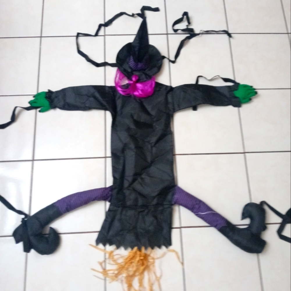 Crashing Witch Halloween Decorative. Crashing Witch Into Tree Halloween Decor.